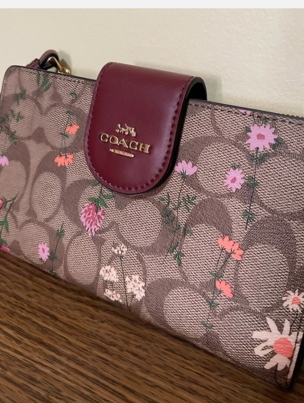 Coach Tech Wallet In Signature Canvas With Wildflower Print